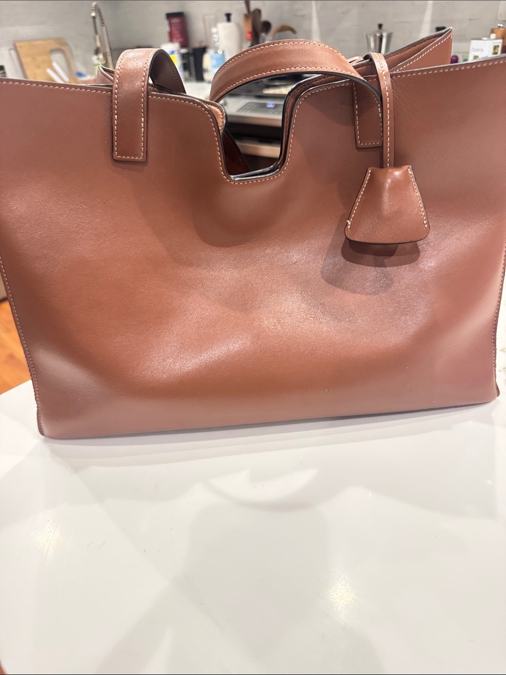 Classic Brown Leather Celine Tote/Shoulder bag. Gold Accents from Paris. - Picture 5 of 10